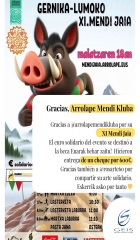 Agradecimiento al Club Arrolape Mendi por su XI Mendi Jaia Solidaria